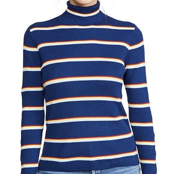 Wrangler Blue Rainbow Striped Turtleneck Sweater XS - Picture 2 of 6